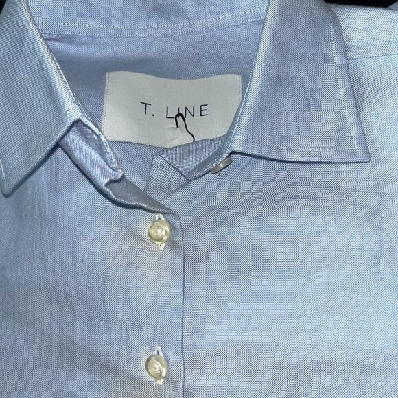 T. LINE THE ISABEL SHIRT - BLUE OXFORD Classic Luxury Closet Staple - NWOT - S/M - Picture 14 of 15